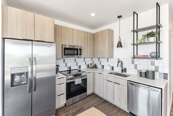 Modern kitchen with stainless steel appliances